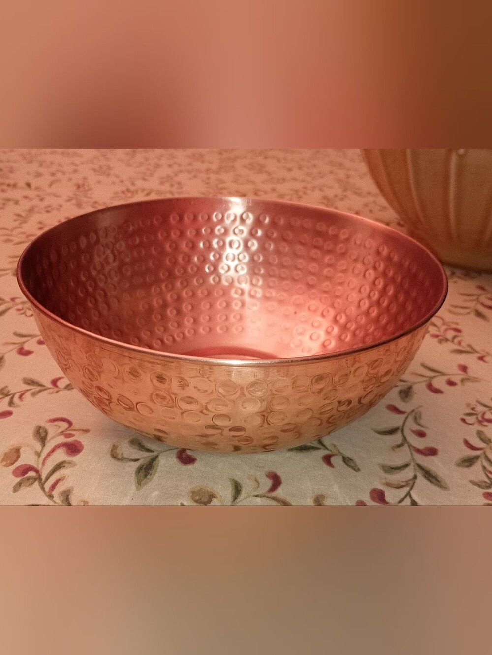 Hammered Copper-Style Serving Bowl - Rose Copper Finish
